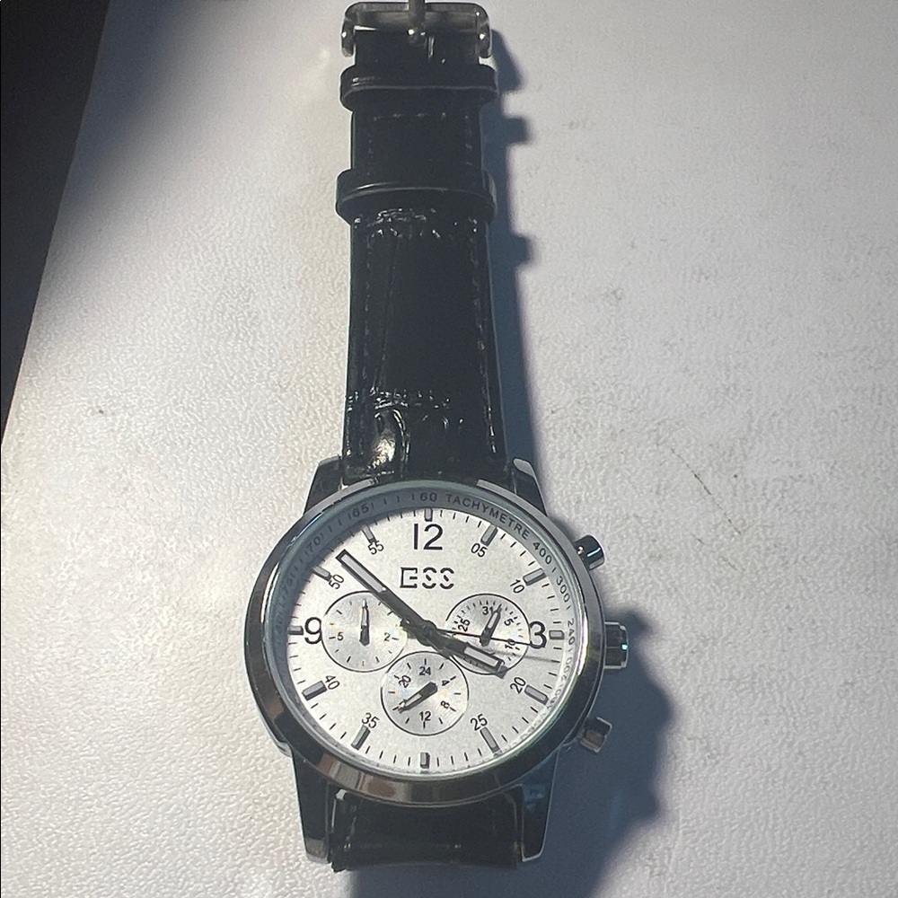 ESS Black Leather Automatic Watch